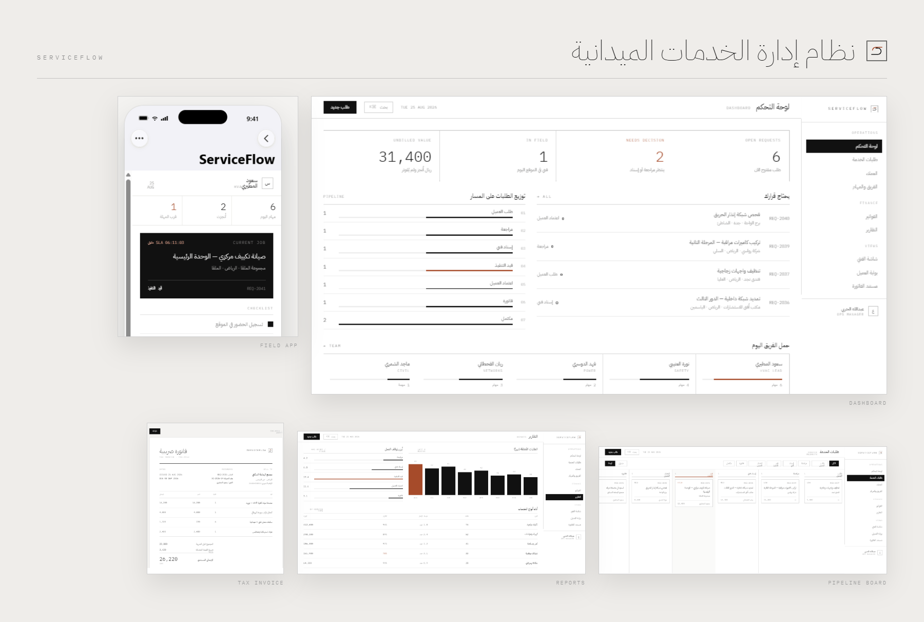 ServiceFlow — نظام إدارة الخدمات الميدانية